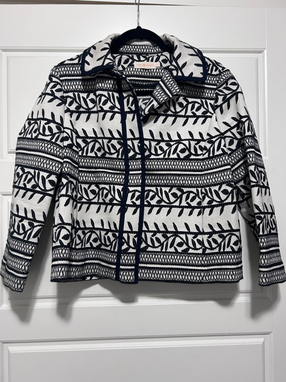 Tory Burch Navy and White Patterned Women's Jacket